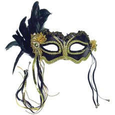 Mask With Feather Black/Gold Mask With Feather Black/Gold