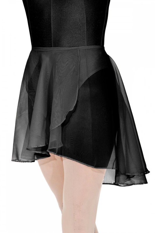 gina adults wrapover georgette skirt black