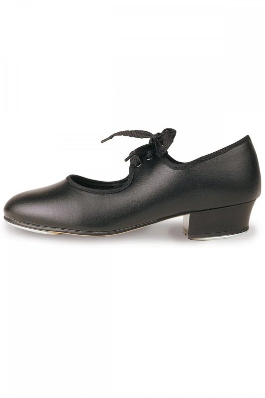 low heel pu tap shoes black