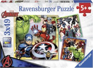 Ravensburger Marvel Avengers Assemble, 3x 49pc Jigsaw Puzzles